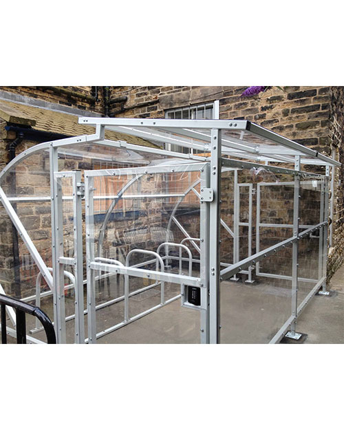 Lockable bike security shelter 10-100 cycles omega half - Image 2