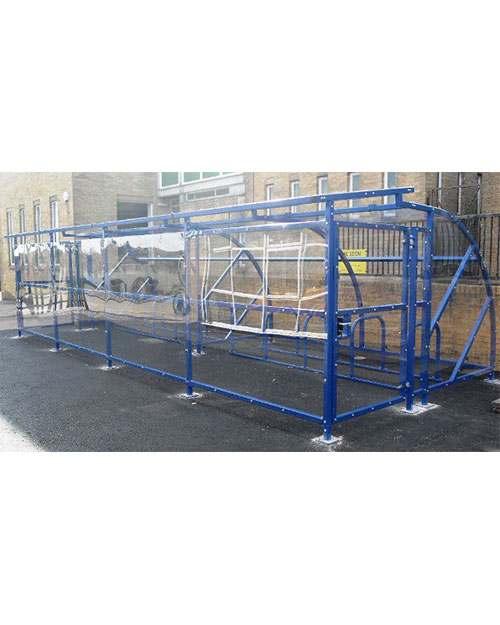 Lockable bike security shelter 10-100 cycles omega half