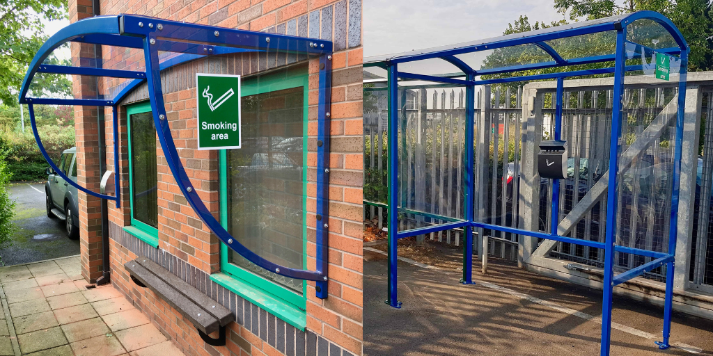wall mounted v free standing smoking shelters