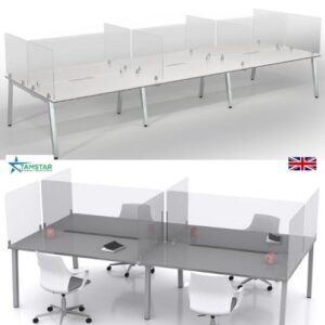 Sneeze Guard Office Desk Clamp System Clear Screens 5mm